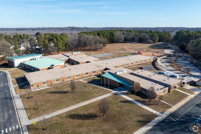 An aerial view of Tussing Elementary School.