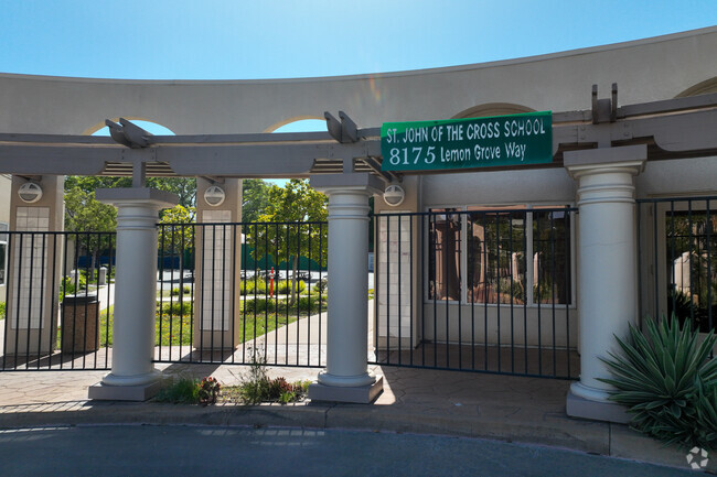 View of Saint John Of The Cross Catholic School signage in Lemon Grove CA.