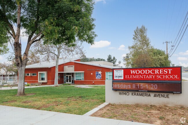 Families in Woodcrest, CA, choose Woodcrest Elementary School for their children's learning.