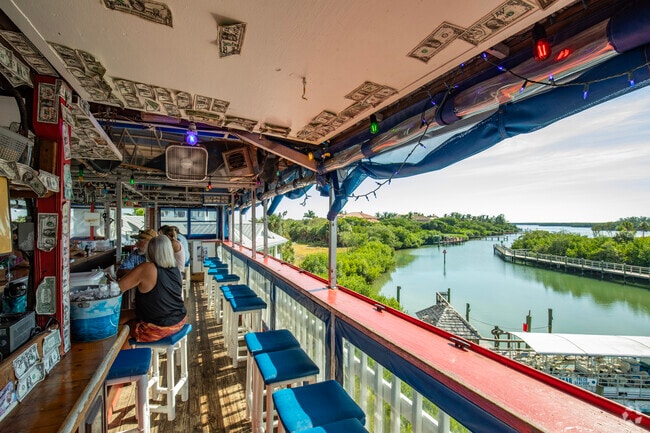 The rooftop deck at Billy's Stone Crab in Tierra Verde has a fantastic view.