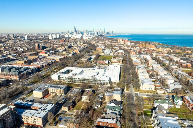 Dr. Martin Luther King Jr. College Preparatory High School is just a short walk from the lake.