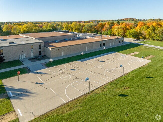 Basketball courts and soccer fields are available at Wisconsin Hills Middle School in Brookfield
