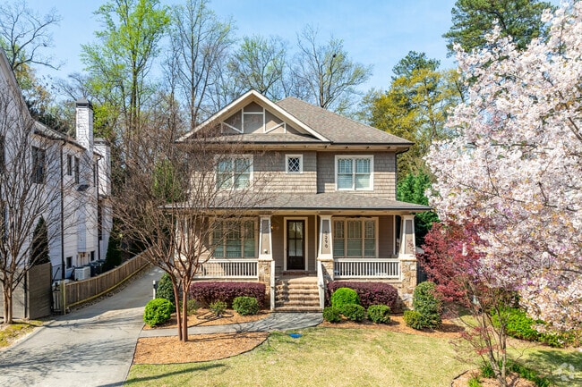 Arts and Crafts styled homes are found throughout the Buckhead Forest neighborhood.