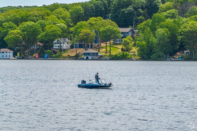 Fishermen enjoy calm waters and scenic views in Mt. Arlington near Roxbury.