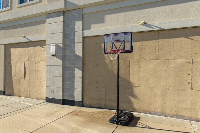 A basketball hoop helps Fusion Academy students unwind after a days' studies.