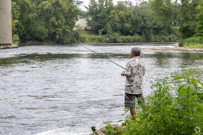 You'll often find people fishing on the banks of the Cannon River in Cannon Falls.