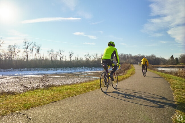 Cyclists along Lock 32 Canal Park.