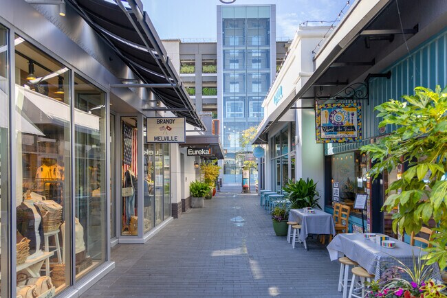 Retail shops and parking at University Village.