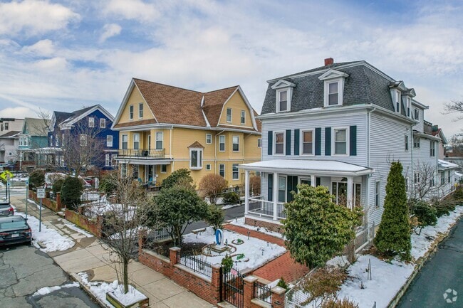 Historic homes in East Somerville sport mansard and gambrel-style rooflines.