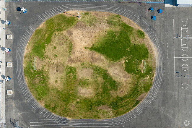 Here is a bird's-eye view of the track field at Hort Elementary.