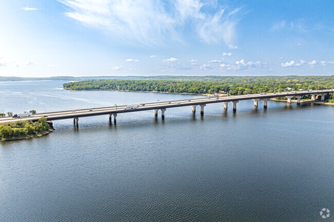The I-94 bridge spans the St. Croix River and connects Minnesota and Wisconsin.