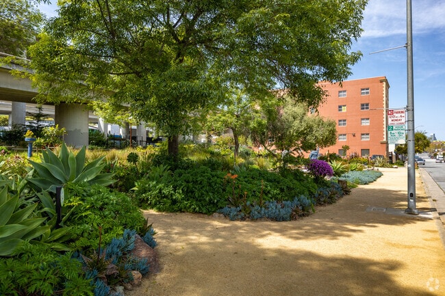 Progress Park in Dogpatch has colorful and abundant greenery.