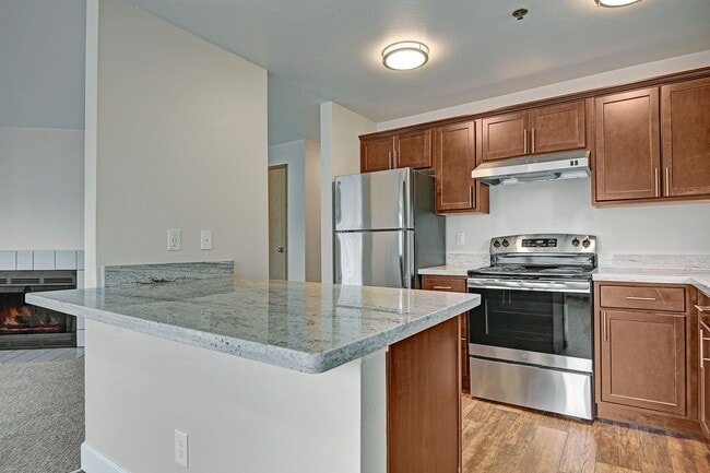 Kitchen with stainless steel appliances, ample counter space and lots of cabinet storage