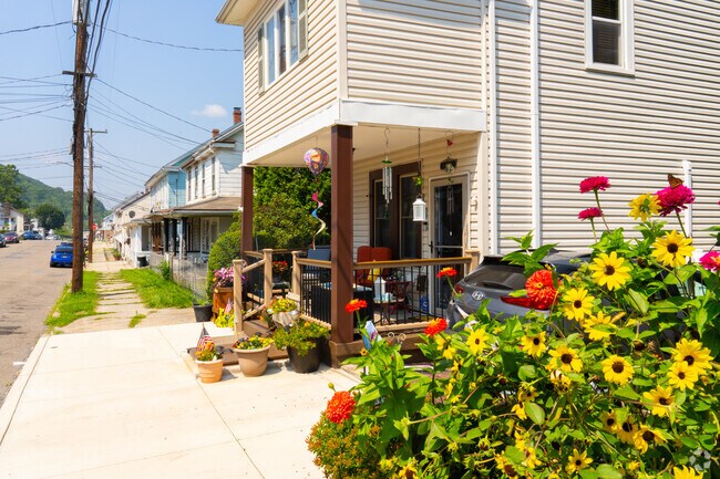 A flower-lined entry adds curb appeal in Nesquehoning.