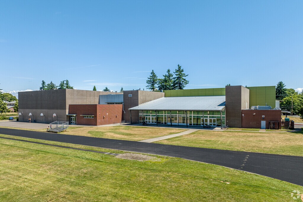 Behind the Ron Russell Middle School is a large track and field.