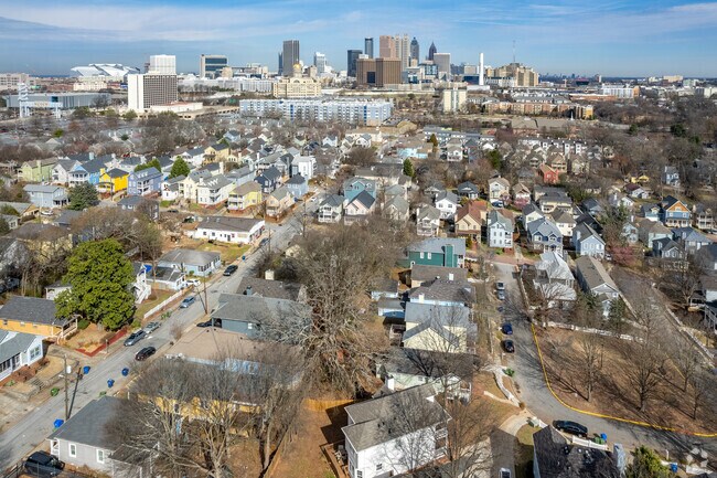 Neighborhood with downtown Atlanta in the background.