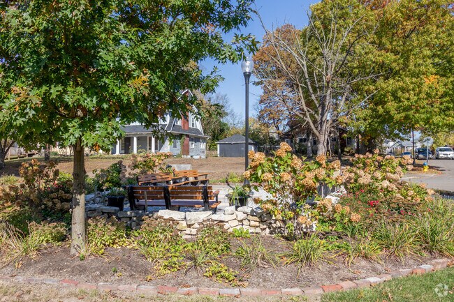 The Ravenwood and Otterbein Median offers a shady place to sit in Dayton View Triangle.