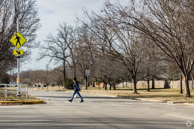 Lighted crosswalk in Parkcrest highlights the neighborhood’s commitment to walkability.