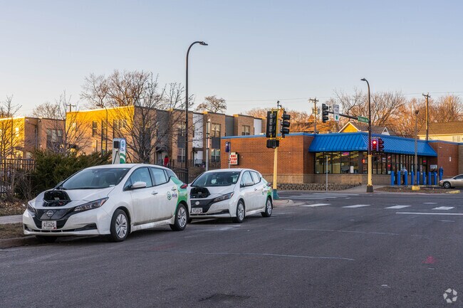 Electric cars for rent are available to northside residents along West Broadway.
