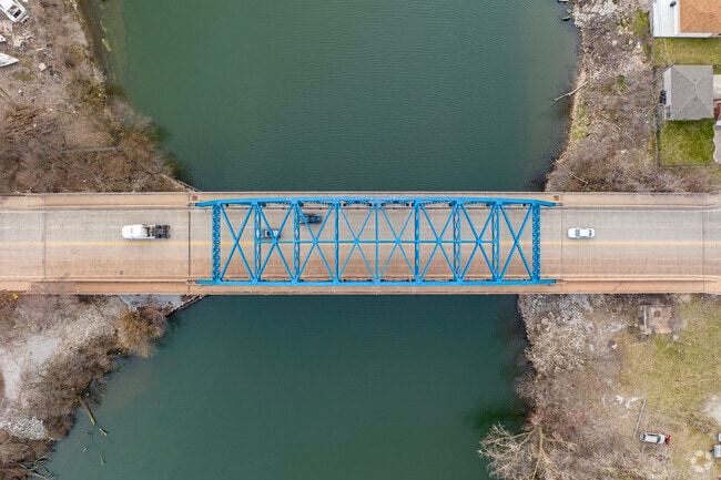 The bridge connects two halves of the Rivedale community.