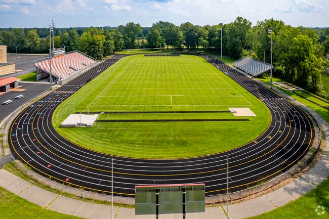 A wide track and football field can be found behind Michigan Center Junior/Senior High School.