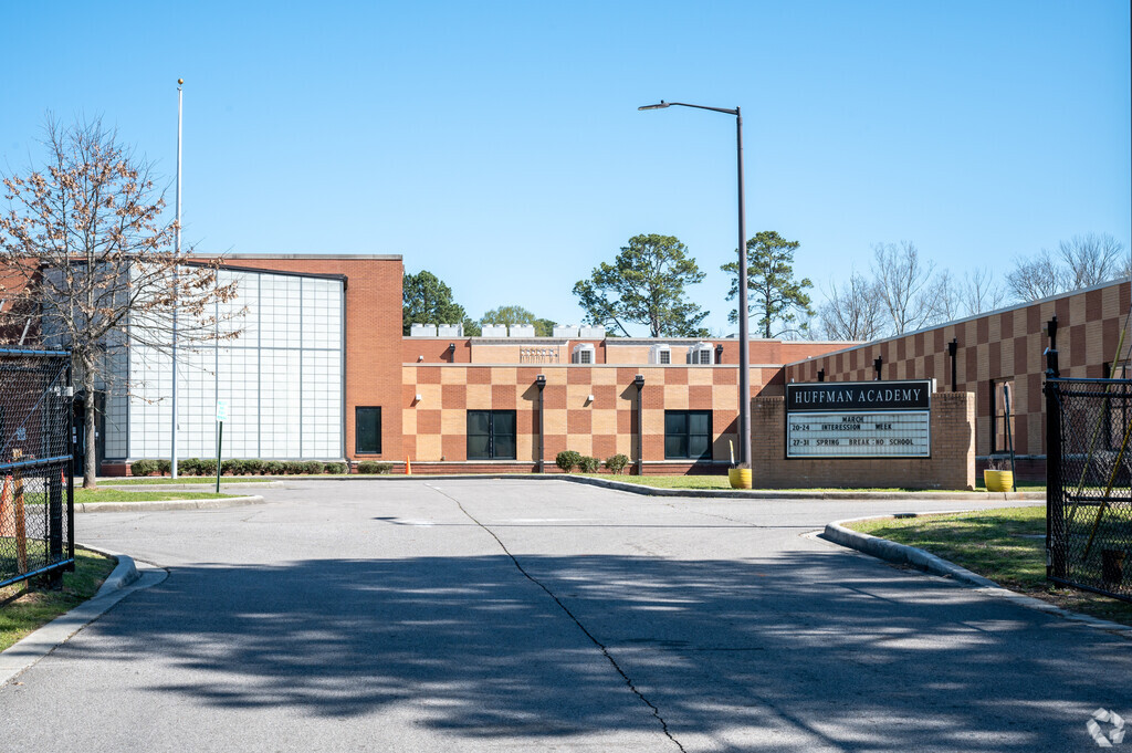 Huffman Academy front entrance welcomes resident students.