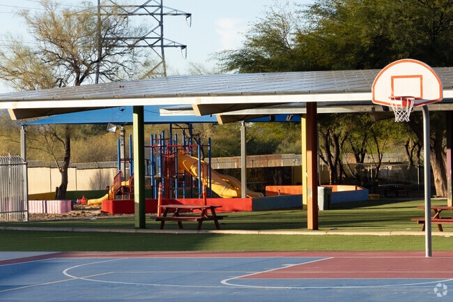 students can enjoy basketball and a covered playground at La Paloma Academy k-8 school in Tucson