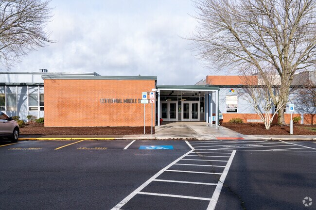 The main student entrance to Centennial Middle School.