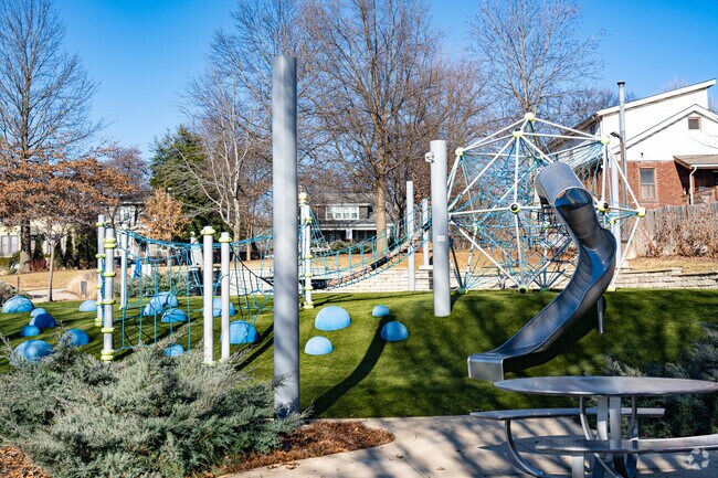Highland Park in Richmond Heights has an excellent artfully laid out park and benches.