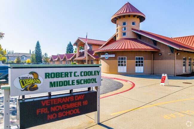 Students love the spacious grounds at Robert C Cooley Middle School.