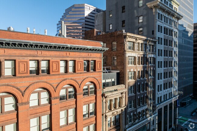 Luxury condos and apartments line the streets of Downtown Baltimore.