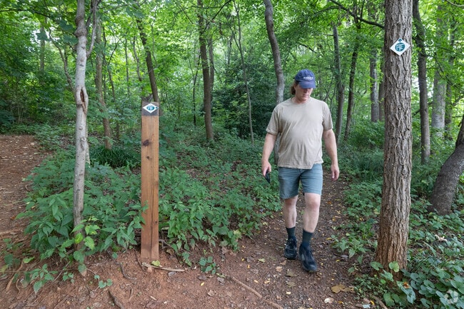 The Rivanna Trail is a 20-mile rustic hiking trail that goes through Barracks Road.