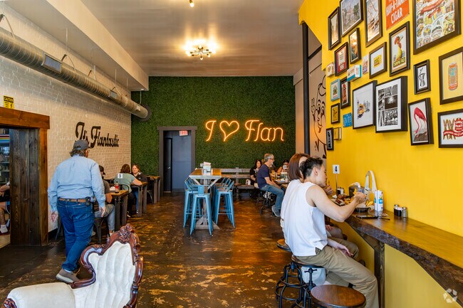 The Flan Factory near Rainbow Heights is a family owned cuban restaurant.