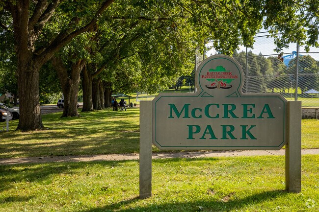 McCrea Park is a wide space in Central Battle Creek with trails and ball fields for public use.