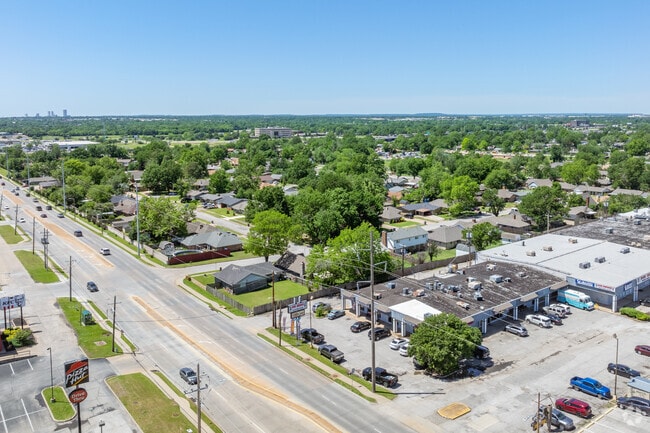 Magic Circle is about 10 miles outside of Downtown Tulsa.