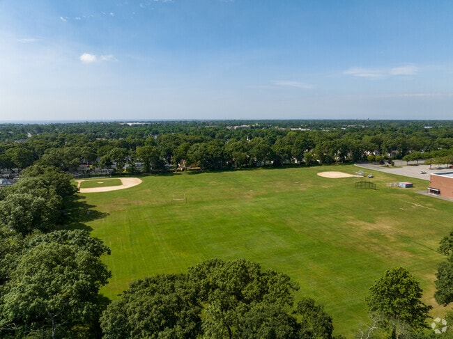 The field behind the school features 2 baseball and one soccer field at Bay Shore Middle School.