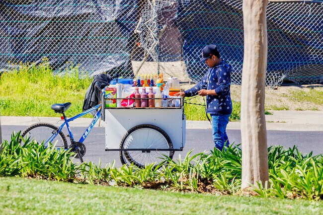 Street vendors line Salazar Park in Bret Harte, Modesto, CA.
