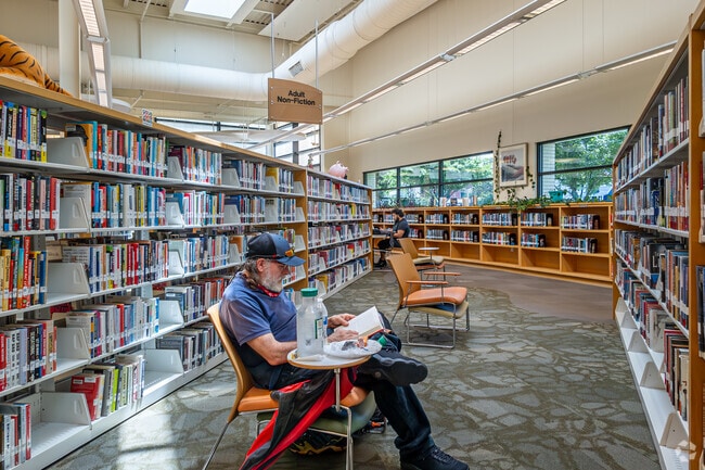 Residents of Eastland-Wilora Lake visit the local library to relax with a book.