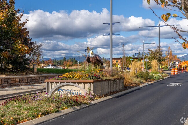 Post Falls City Center sits next to the Spokane River.
