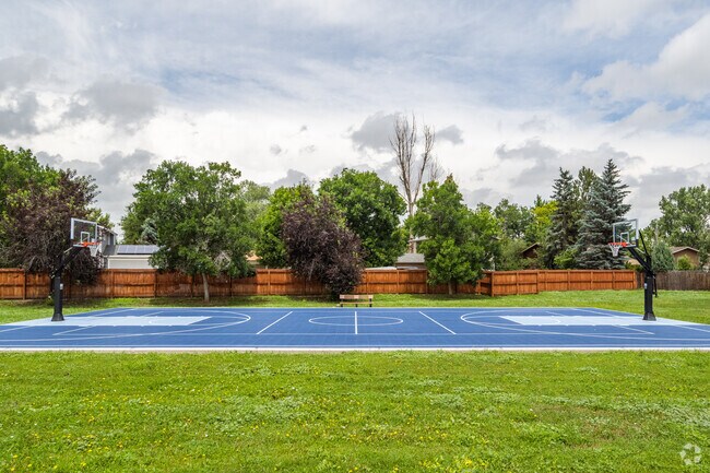 The new basketball court at Justice High Charter School in Lafayette, Colorado.