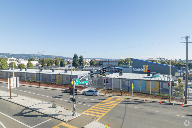 Lazear Charter Academy sits between three very busy roads in Oakland.