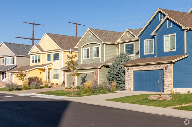 Multi-car garages and two-story homes are standard fare in Founders Village.