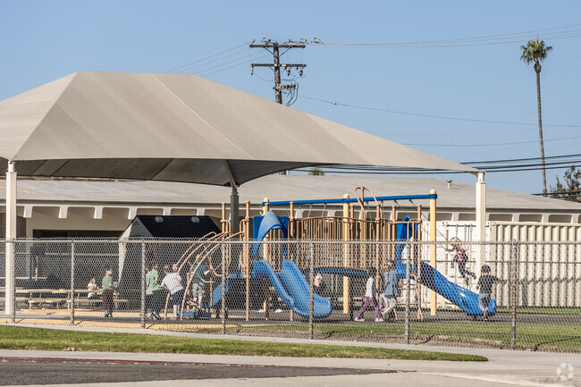 Recess is on at Barker Elementary School in West Garden Grove.