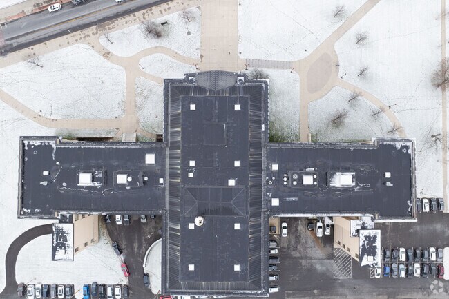 A top down view of William S Hackett Middle School.