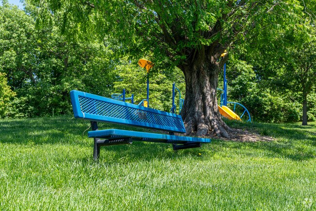 Enjoy the shade of the large trees around Spanish Village Park.