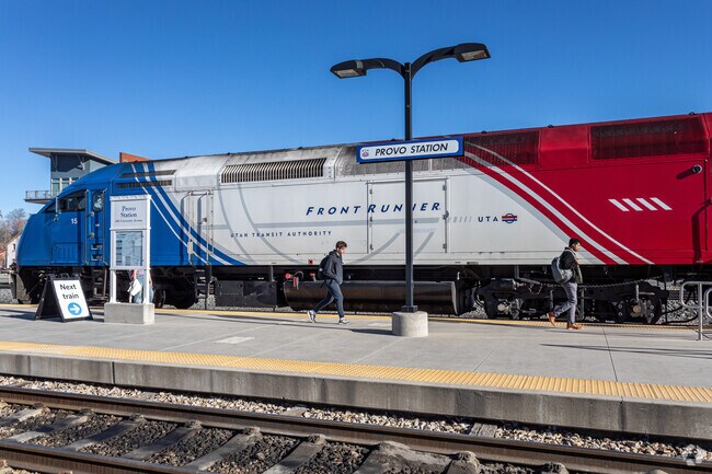 UTA’s FrontRunner connects downtown Provo to Salt Lake City via commuter rail.
