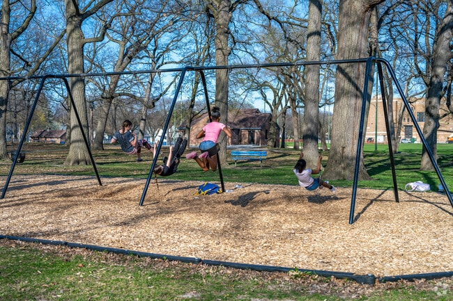 The swings at Burbank Playfield in Johnson's Woods are a perfect stop after school.