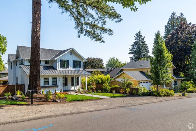 Homes in Evergreen sit on gently sloping streets.