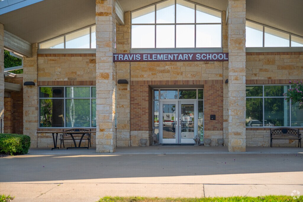 Travis Elementary School entrance walkway.
