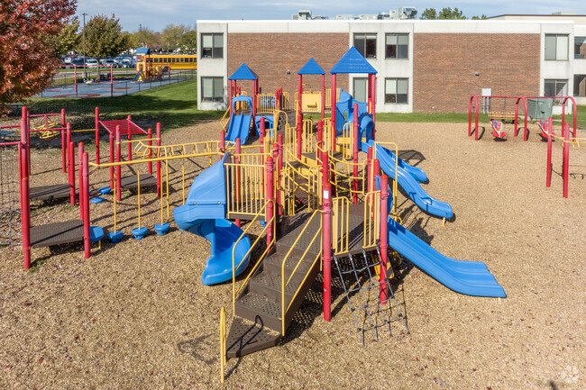 Recess rocks on the colorful playground at Vernon Hill's Hawthorn Townline Elementary School.